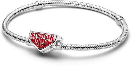 PANDORA Stranger Things Schlangen-Gliederarmband mit Verschluss aus Sterling Silber, Kompatibel Moments Charms, Größe: 19 cm, 593572C01-19
