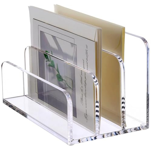 FPHADO Organiseur de courrier à 3 compartiments pour bureau, porte-lettres vertical, trieur de fichiers, organiseur de bureau en acrylique
