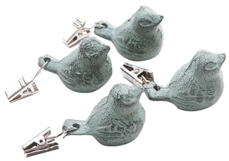 Zopoee Tablecloth Weights Hangers, Pack of 4 Tablecloth Weights with Clip, Cast Iron Antique Birds Tablecloth Weight for Outdoor Party, Picnic, Camping Party