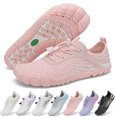 SAGUARO Barefoot Zapatillas Mujer Escarpines de Agua Secado Rápido Zapatos Minimalistas Ligeras Calzado Descalzos con Puntera Ancha, Rosa, 39 EU