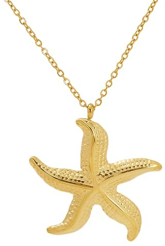 GWAWG Collier étoile de mer femme, Bijou coquillage doré hypoallergénique, Collier d'été tendance pour plage vacances, Cadeau élégant pour femme, Chaîne 45+5 cm