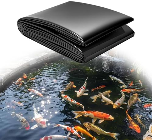 TIANTMIN Telo per Laghetto 150 x 200 cm in HDPE Fodera Laghetto in HDPE Pre Tagliato per Piscine Koi Pesce, Giardini Acquatici, Cascate, Nero