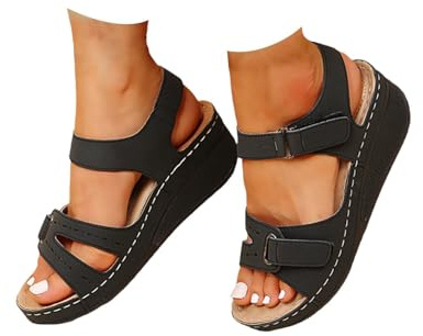 Nuoke women shoes, Sandals for Women 2026 Orthopedic Ladies Sandals With Arch Support Summer Slip Wide Fit Walking Slip Casual Beach Slingback Slide Sport Shoes Black 7.5