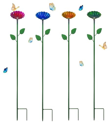 4 Piezas Baño De Mariposas En Forma De Flor,Comederos De Mariposas De Abejas De Colores,Estación De Riego De Abejas,Alimentador De Polinizador De Metal,para Jardineros Amantes De Los Animales Patio