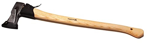 Unbekannt Super-Spaltaxt geschmiedet mit Lederstielschutz - mit gefirnistem Eschen-Kuhfuß-Stiel 80 cm - Kopfgewicht 2000 g, Gesamtgewicht 2700 g - Krumpholz Gartengerät