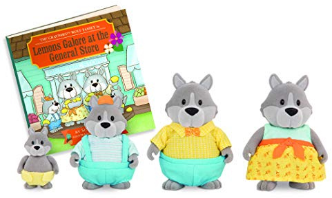 Li'l Woodzeez – GrayPaws Wolf Family Set with Storybook, 5 Pieces Miniature Animal Figurines for Kids, Family Toys and Pretend Play, Collectible Figures for Imaginative Play, 3+ Years