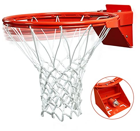 PROGOAL Basketball Rim Replacement, Breakaway Heavy Duty Flex Rim 5/8-In, Standard Goal Reinforced Mounting Bracket Indoor and Outdoor (1-Spring Basketball Rim)