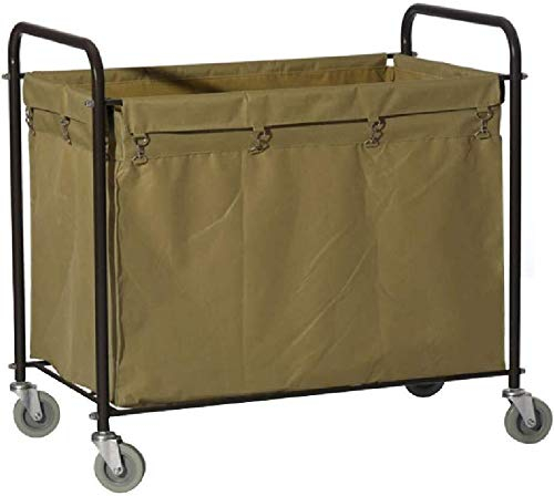 JYCCH Wäschesortierer Wäschekorb Edelstahl-Wäschekorb-Sortierwagen, strapazierfähiger Wäschebehälter auf stummen Rädern mit wasserdichter Tasche, 94 x 56 x 90 cm Wäschewagen (Color : Bei