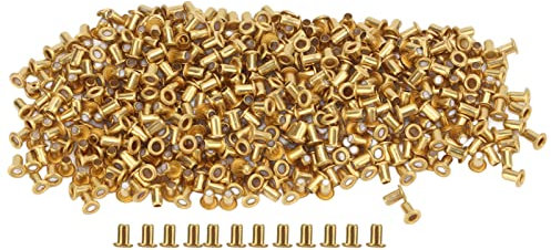 Qcwwy Kit de Remplacement de Rivets en Cuir, Rivets Creux Creux en Cuivre, avec Double Face, Rivets en Cuir, Rivets en Métal Tubulaire, 500 Pièces (1.5x3x2.5mm)