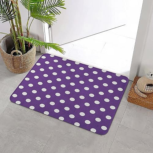 Badteppich rutschfeste,Aubergine polnische weiße ordentliche Polka Dots und lila Hintergrund mit traditionellem ,Wasserabsorbierend Badematte maschinenwaschbar Badvorleger für Dusche,Badewanne,40x60cm