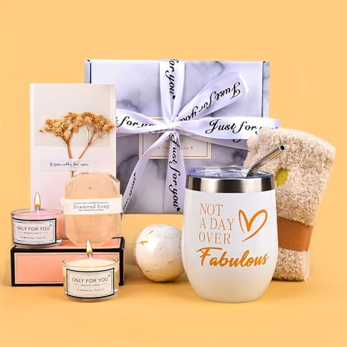 Comius Sharp Vinmugg i rostfritt stål med doftljus och strumpor, presenter till kvinnor, födelsedagspresent till flickvän, syster och mamma på 30-/40/50-årsdag, julklappar, presentidéer, presentset