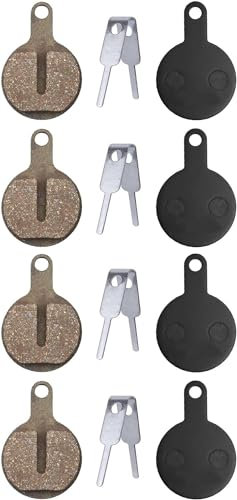 4 par halvmetalliska cykelbromsbelägg i harts med fjädrar. Säkringsklämmor kompatibla med Tektro Novela Lyra Set