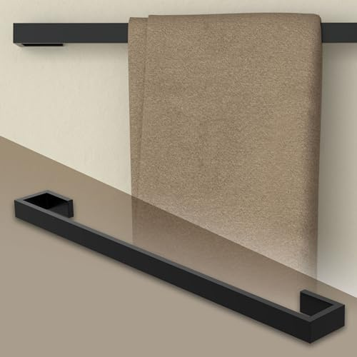 ML-Design Porta Asciugamani Senza Foratura 62 cm Nero in Acciaio Porta Salviette Montaggio a Muro Autoadesivo Portasciugamani da Attaccare per Bagno e Cucina Portasciugamani Supporto a Parete