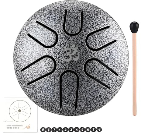 Tambour à langue - Tambour à langue en acier à 6 notes - 7,6 cm - Son d'apprentissage facile - Tambour à langue en acier - Tambour à main sans souci pour et adultes