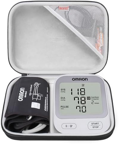 BOVKE Compatible con Plata BP5255 / Bronce BP5150 Monitor de presión arterial del brazo superior con puño, bolsillo de malla para baterías y cargador, Negro