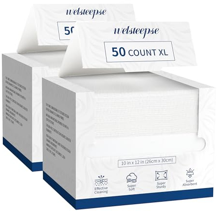 Welsteepse Clean Towels XL 100 stycken engångsservetter för ansiktsrengöring, ultramjuka, 100 % biologiskt baserade, torra våtservetter
