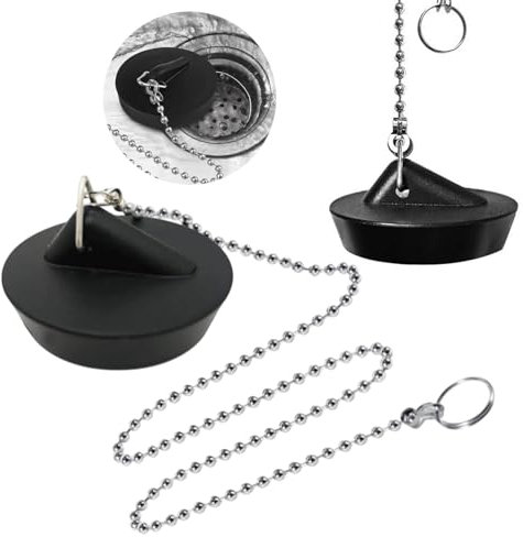 2 Stück Abflussstopfen, Ø 42-45 mm Stöpsel für Spülbecken Waschbeckenstöpsel Badewannenstöpsel Stöpsel Kette für Waschbecken Spülbecken Küchenspüle