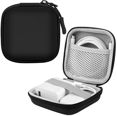 TYSM-CC Mini Bolsa de Almacenamiento de Viaje Organizadora para Accesorios Electrónicos - Cable USB, Tarjetas SD, Cargador de Móvil, Auriculares, y Más - Compacta y Práctica (Negro)