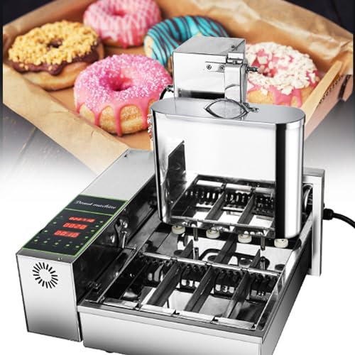 XRSMOU Macchina Elettrica per Ciambelle, Piccola Macchina per Ciambelle, Acciaio Inossidabile, Pannello di Controllo Intelligente, per Pasticceria