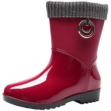 Generisch Bottes de pluie en caoutchouc pour femmes, Bottes de pluie mi-hautes, Chaussures de pluie imperméables, Bottines de pluie, Bottes de pluie, Bottes de travail, Bottines à enfiler, Bottes de