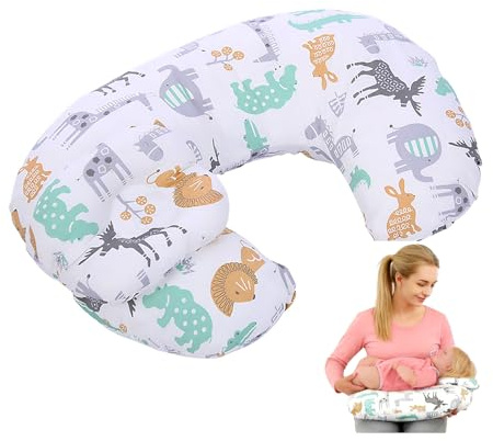 ZMCVOE Nursing Pillow, Breastfeeding Pillows Baby, Ergonomic Baby Support Pillow, babys Feeding pillow for Bottle and Breastfeeding, Fiber Fill And Removable Cotton Breastfeeding Cover (Cute Animals)