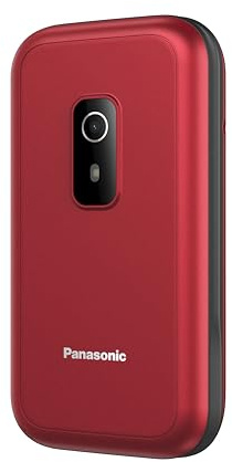 Panasonic KX-TF600EXR 4G Easy-to-Use Clamshell Mobile Phone, VoLTE, up to 290 Hours Reliable power with Standby mode, USB-C, 2.8-inch Display, Bluetooth, LED Flashlight, Camera, IP44 Waterproof, Red