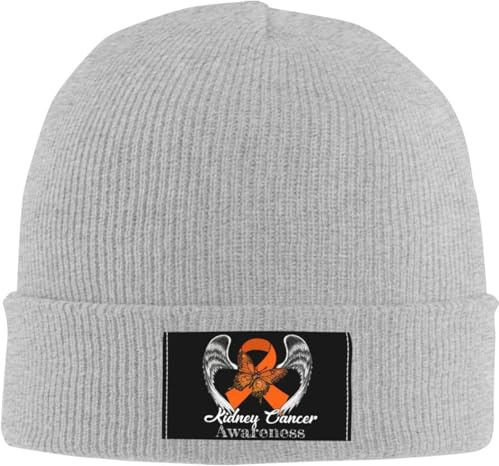 Kidney Cancer Awareness Classic Men's Warm Winter Hats Women Beanie Soft Warm Skull Cap Gray