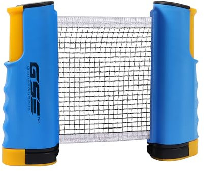 GSE Retractable Ping Pong Net & Post, Adjustable Table Tennis Clamps, Blue
