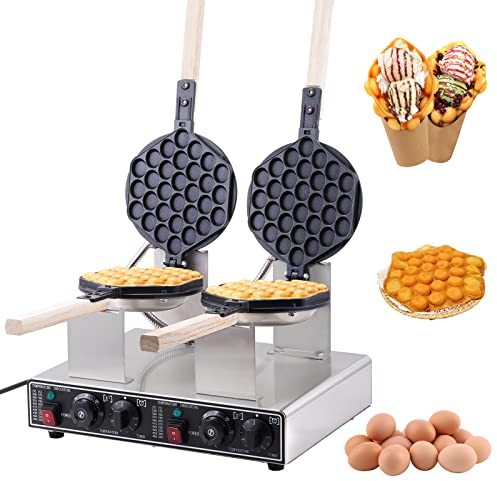 BAOSHISHAN Commercial Waffle Maker 2800W Bubble Waffle Machine Double Bubble Waffle Maker for Snack Shop Cafe or Home,50-250℃ Temp Adjustment,180° Rotating,0-5Mins Timing