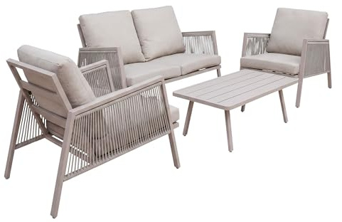 Dellonda Fusion 4 Piece Outdoor Aluminium Sofa Set, Light Grey - DG56
