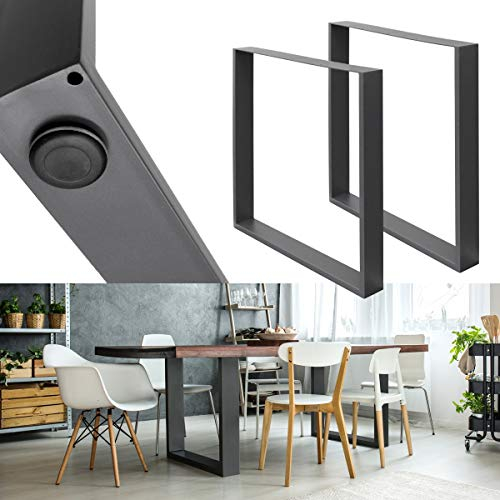 ECD Germany 2X Tischbeine aus Vierkantprofilen, 70 x 72 cm, Anthrazit, pulverbeschichtete Stahl, Industriedesign, Metall Tischkufen Tischuntergestell Tischgestell Möbelfüße, für Esstisch Schreibtisch
