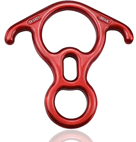 URCheers 50KN Abseilachter mit Ohren Sicherungsgerät Abseilgerät für Hängematte, Höhlenforschung, Outdoor (rot)