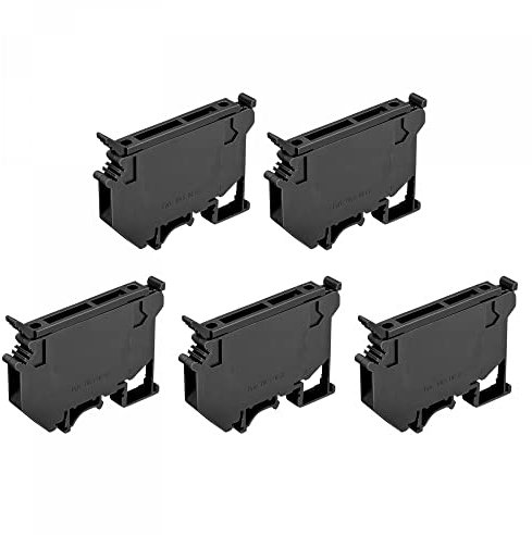 sourcing map DIN Rail Mount Fuse Holder Terminal Blocks Screw Type Black UK5 Pack of 5