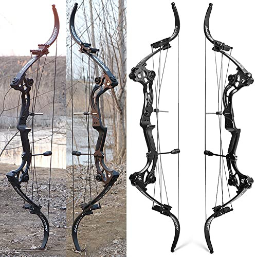 ZSHJGJR Recurve Bow American Hunting Bow 320FPS Draw Weight 40-55lbs Adjustable Compound Bow Right Hand for Archery Hunting Fishing Shooting (Black Bow Only)