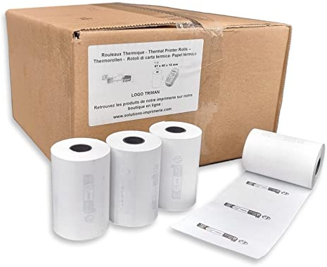 20 rullar termiskt papper 57 x 40 x 12 bankkortspole 55 g TPE rulle med Triman Recycling Logo Thermal Paper Bisfenol A överensstämmer med AGEC Signaletic Tri Law