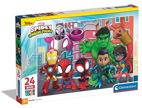 Clementoni - 24249 - Supercolor Puzzle - Marvel Spidey And His Amazing Friends - 24 Maxi Pezzi - Puzzle Bambini 3 Anni, Puzzle Cartoni Animati - Made In Italy