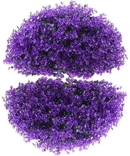 Artibetter Bola Decorativa De Planta Artificial Simulada De Eucalipto para Interior Y Exterior Bola De Hierba Topiario Ligera para Bodas Fiestas Y Eventos 13.77X13.77X5.11 Pulgadas