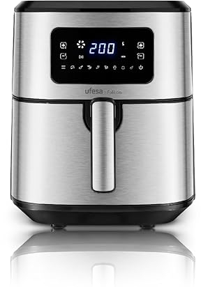 Ufesa Falcon Friggitrice Aria, Air Fryer da 6,5 L, Inox, Tecnologia Air Pulse, 8 Programmi, 1700 W, Digitale, Timer, Temperatura 80ºC - 200ºC, Senza BPA ne PFOA, Cestello e vassoio Antiaderenti