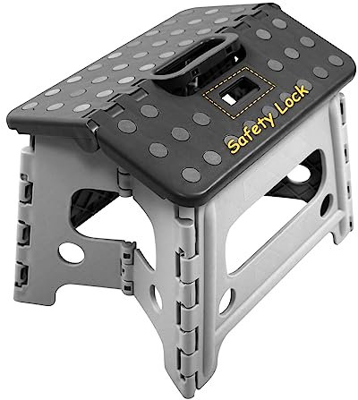 Kinder Falten Tritthocker für Kleinkinder Badezimmer Spüle – Sicherheitsschloss zu Stabil（Grau）