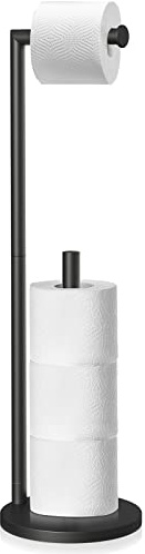 Porte-rouleau de papier toilette avec réserve, sur pied, peut contenir 3 à 4 rouleaux de papier, support de papier toilette autoportant en acier inoxydable, rangement de rouleaux de papier toilette