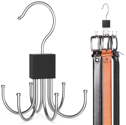 Belt Hanger, Belt Organizer for Closet 360° Rotatable Max 24 Belt Storage Space Saving Closet Organizers and Storage for Belt, Bra, Tank Top, Tie, Scarf, Purse 1Pcs