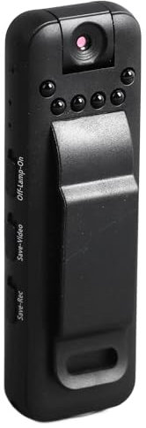 Dpofirs Videocamera Tascabile per Esterni, Videoregistratore Portatile per Visione Notturna con Clip Posteriore, Mini Telecamera di Sicurezza per la Casa, Batteria da 400 MAh