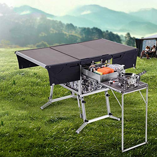 WolFum Tragbare Mobile Außenküche, Außenküche aus Aluminiumlegierung, Auto-Camping, zusammenklappbarer Outdoor-Essherd, Schrank, Rucksack, Camping, Angeln, Picknick, Faltbox