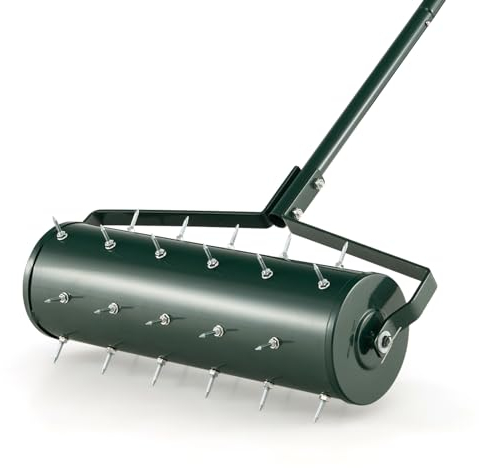 SOARS Rodillo aireador de césped, aireador de césped con clavos y mango de 3,5 cm, para el cuidado del césped (53 cm de ancho, 33 clavos)