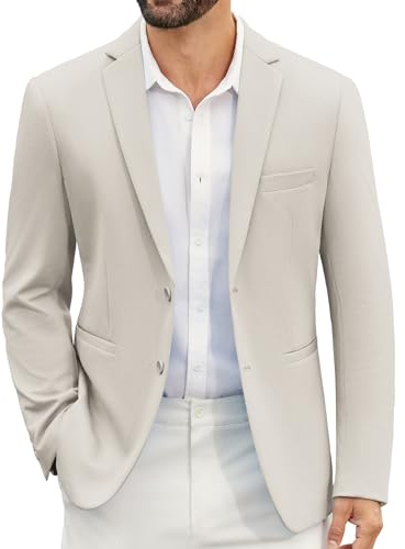 COOFANDY Herrkavaj, blazer, frizet, lätt, sport, kostymjacka, 2 knappar, normal passform, bröllop, kavaj, LJUSGRÅ, 3XL