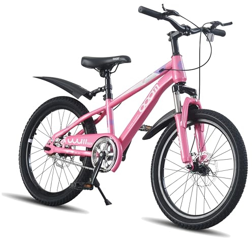 LSLIFE Kids Mountain Bike for Girls, 18 Inch Kids Bicycle for 6-10 Years Old Girl with Shock Absorber Girls Mountain Bicycle with Dual Disc Brake (Pink, 18 Inch)