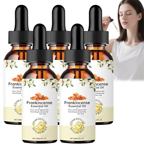Huile Essentielle D'encens Pour Le Visage, Huile D'encens Pour Les Cheveux, Huiles Anti-âge Pour Le Visage, Lifte Et Raffermit, Huiles De Massage Pour Le Corps Pour Le Visage Et Les Cheveux (5pcs)