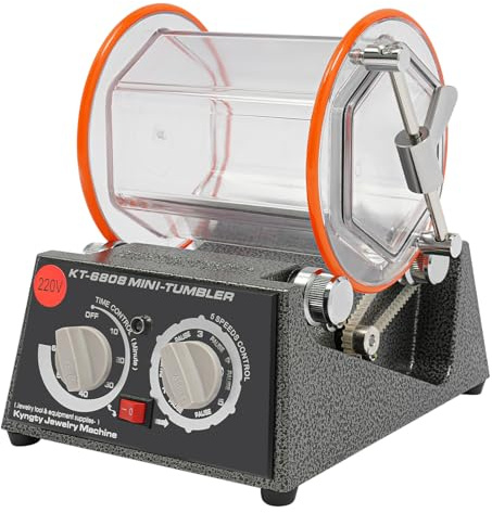 Tambour de polissage de 60 W, polisseuse de surface rotative, 220 V, avec minuterie (0-60 minutes) et 5 commandes de vitesse, polissage de bijoux, tumbler rotatif avec interrupteur avant et arrière