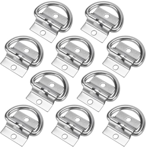 MANCHAP 10 Pcs D Ring Tie Downs, 5.6 x 3.6cm 304 Stainless Steel Lashing Ring Silver for Load Securing in Trailer Truck Boat