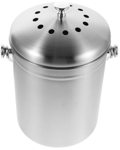 MUELODSIC Contenedor de Compost de Acero Inoxidable de 5L con Tapa Hermética para Residuos de Alimentos Cubo de Basura Pequeño para Encimera de Cocina Reciclaje Interior sin Olores